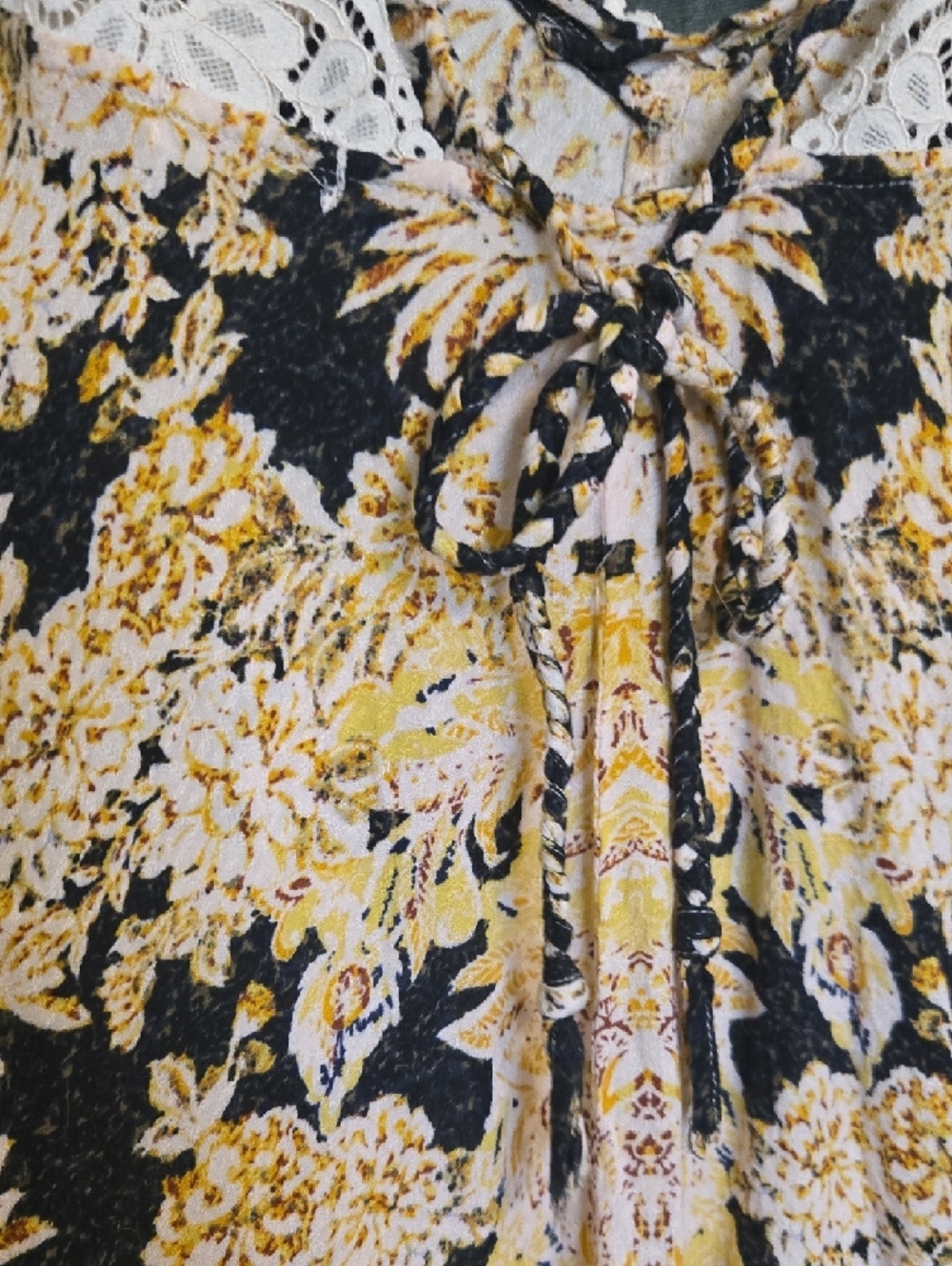 Free People Black and Cream Floral Slip Dress - Picture 4 of 5